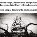 Men's soaps, deodorants and colognes