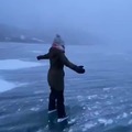 This spectacular frozen lake in Canada