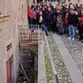 Cheese throwing contest in Tuscany, Italy