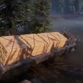 The water physics perfectly soaking the wood planks