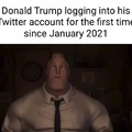 Trump logging into his Twitter account
