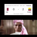 Otro meme Árabe del American Psycho,Qatar con mala suerte.