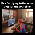 Spiderman playing video games and losing