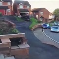 Porsche Taycan crashes at home