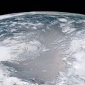 Volcano eruption seen from space