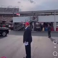 Trump arrives to the NASCAR race today and acts like the crowd is cheering for him